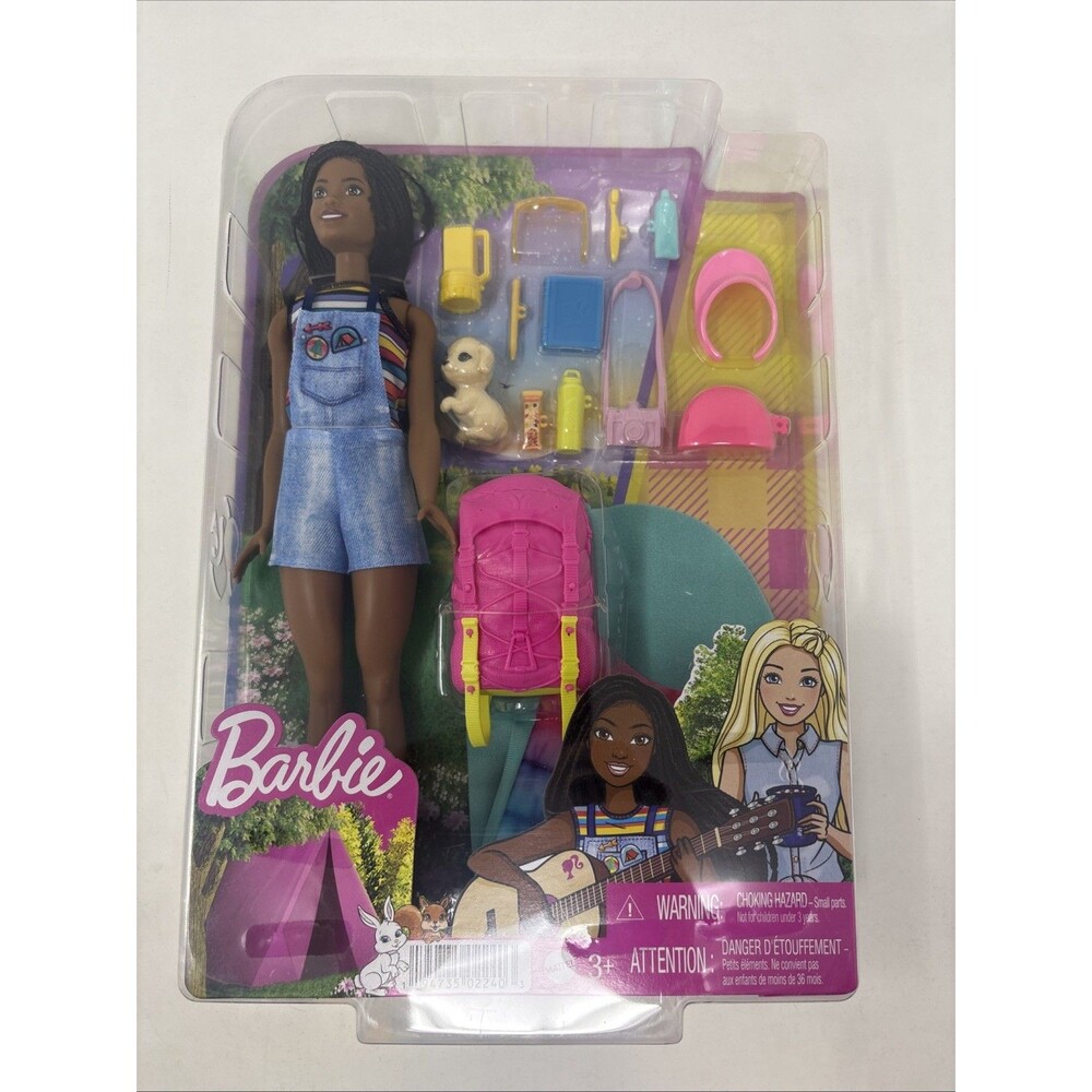 Barbie Camping Brooklyn Brunette Doll W/ Puppy & Camping Gear HDF74 NEW